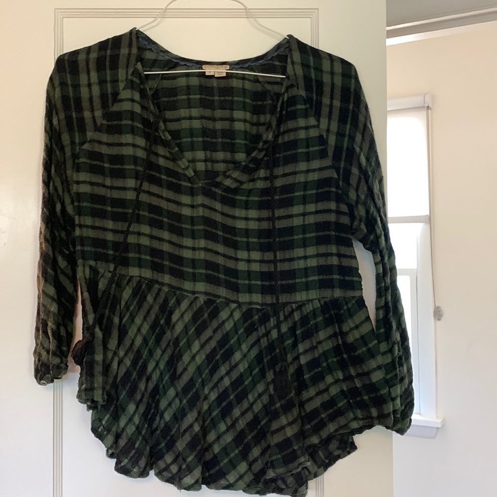 Anthropologie Holding Horses flannel draped top